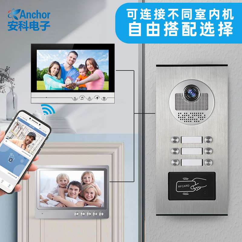可视楼宇对讲门铃智能室内机套装人脸识别小区单元门门禁系统设备