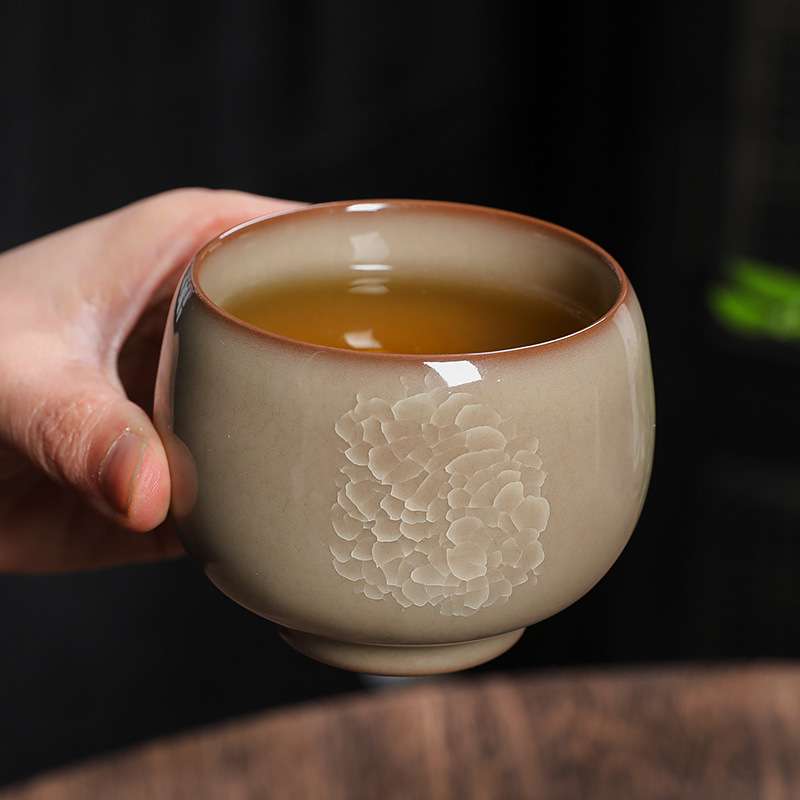 冰花猪油冻主人杯单杯青瓷茶杯高端茶盏中式品茗杯杯子遇水化冰