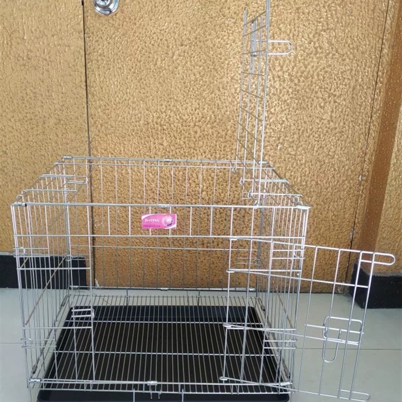 嘉盈出口款不锈钢可折叠狗笼猫笼免笼宠物笼博美中小型犬带厕所