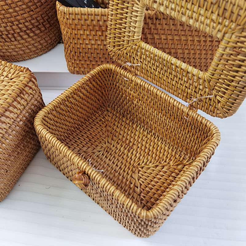 华飞藤编抽纸盒迷你纸巾盒竹编纸巾盒小款抽纸盒