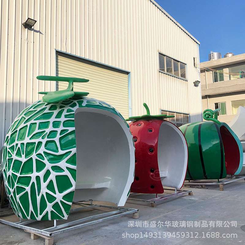 玻璃钢景观凉亭园林雕塑蛋壳屋创意造型柱子户外休息吧台树池座椅