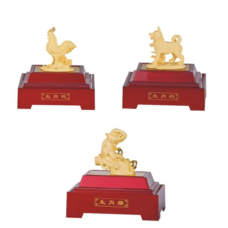 绒沙金12十二生肖鼠牛虎兔龙蛇马羊猴鸡狗猪摆件展销会工艺品