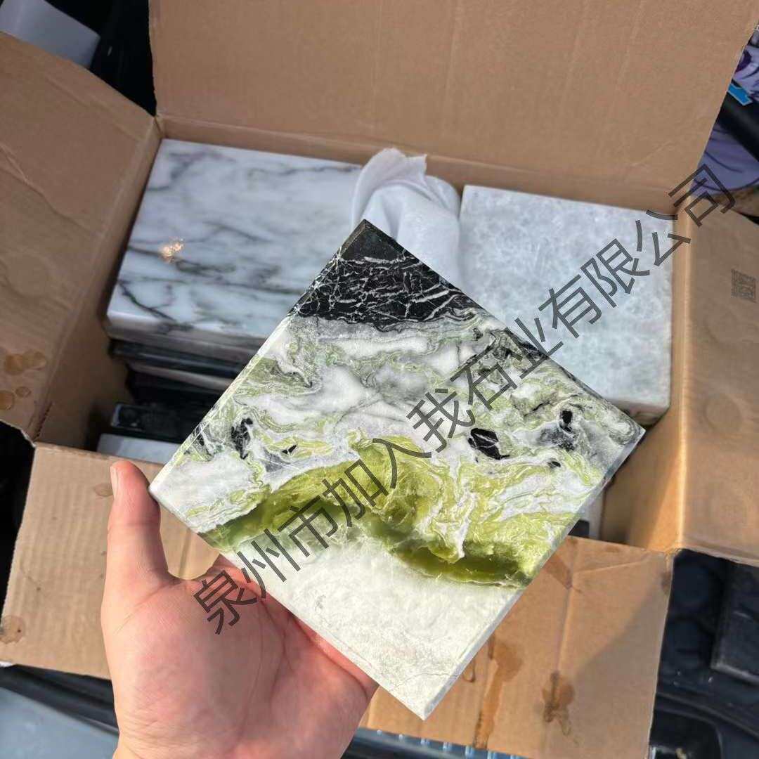 绿色奢石装修大理石样品300*300谱拉达绿意大利大花绿大理石小料