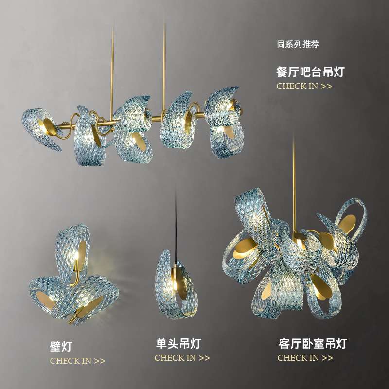 客厅吊灯现代简约轻奢餐厅卧室设计师led创意艺术花朵全铜灯具