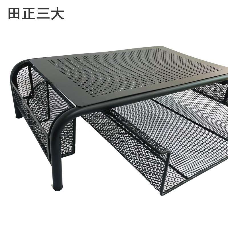 电脑散热架 桌面电脑收纳架 笔记本升高支撑架 铁网置物架带抽屉