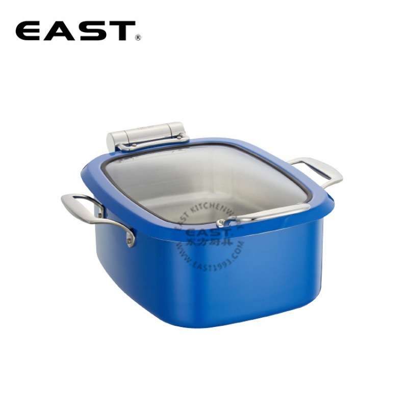 有耳方型玻璃盖蓝色迷你自助餐煲【EAST东方厨具】