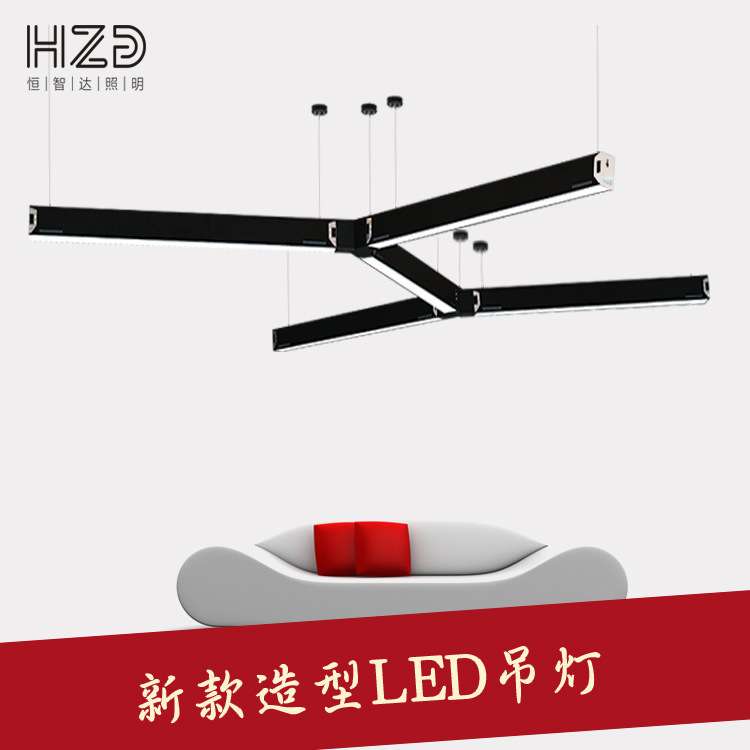 T5荧光单管格栅灯 led长条商场健身房格栅灯具工程造型T8单管吊灯