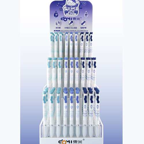 东米DM-2570按动中性笔架装0.5(晶蓝)热可擦_混杆(108支/架)