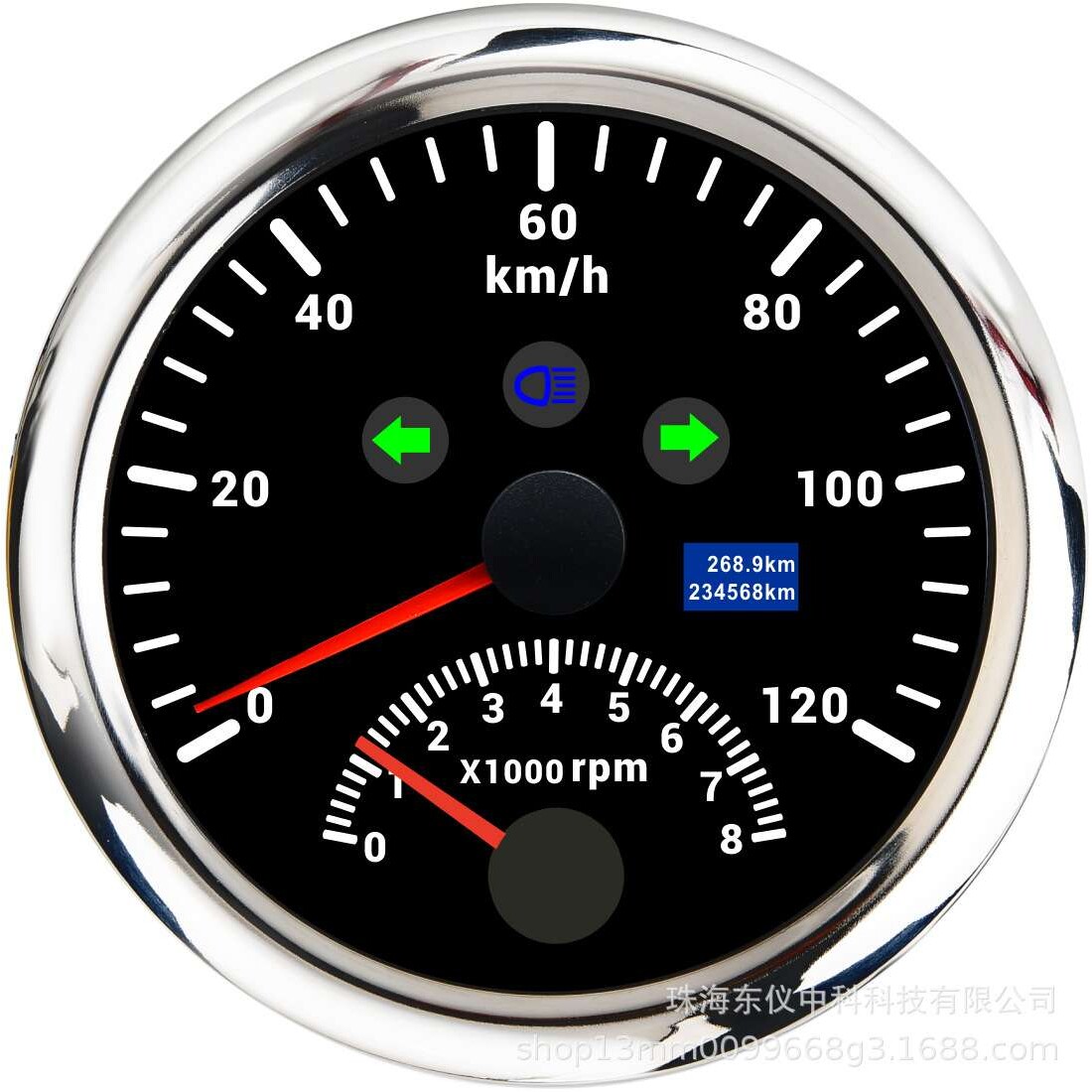 跨境热销汽车仪表85mm速度表转速二合一12V24V汽车指针速度表