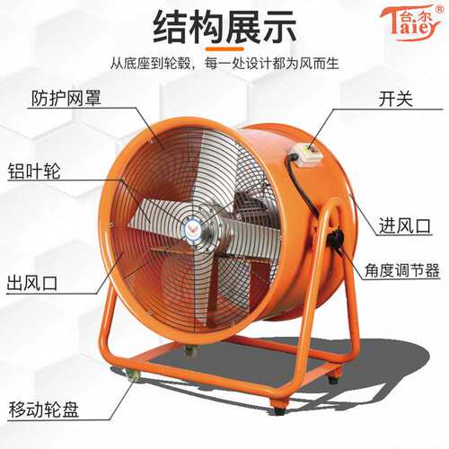 台尔BSHT-800mm 4KW防爆型轴流风机 工业防爆移动耐高温轴流风机