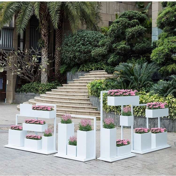 户外花箱创意花架铁艺餐厅室内简约嘴和移动外摆围栏金属多层花槽