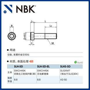 NBK SLHS-SD 内六角短头小头螺栓省空间SUSXM7 机械配件厂家直供