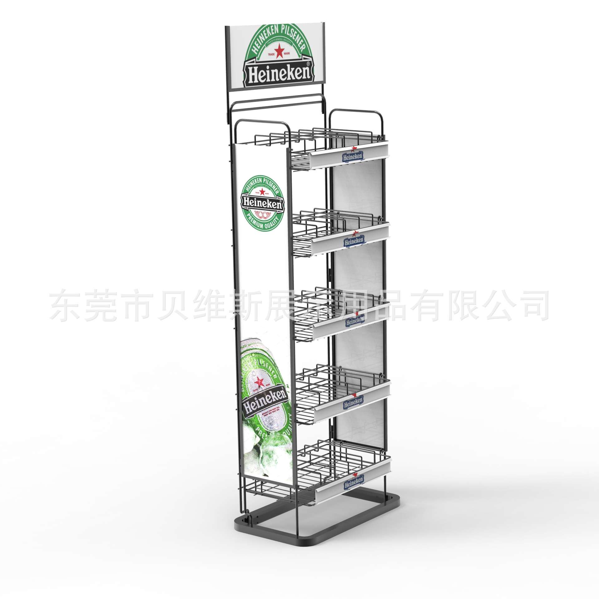 酒水啤酒置物架铁丝置物架层板落地展览金属展示架收纳架 货架