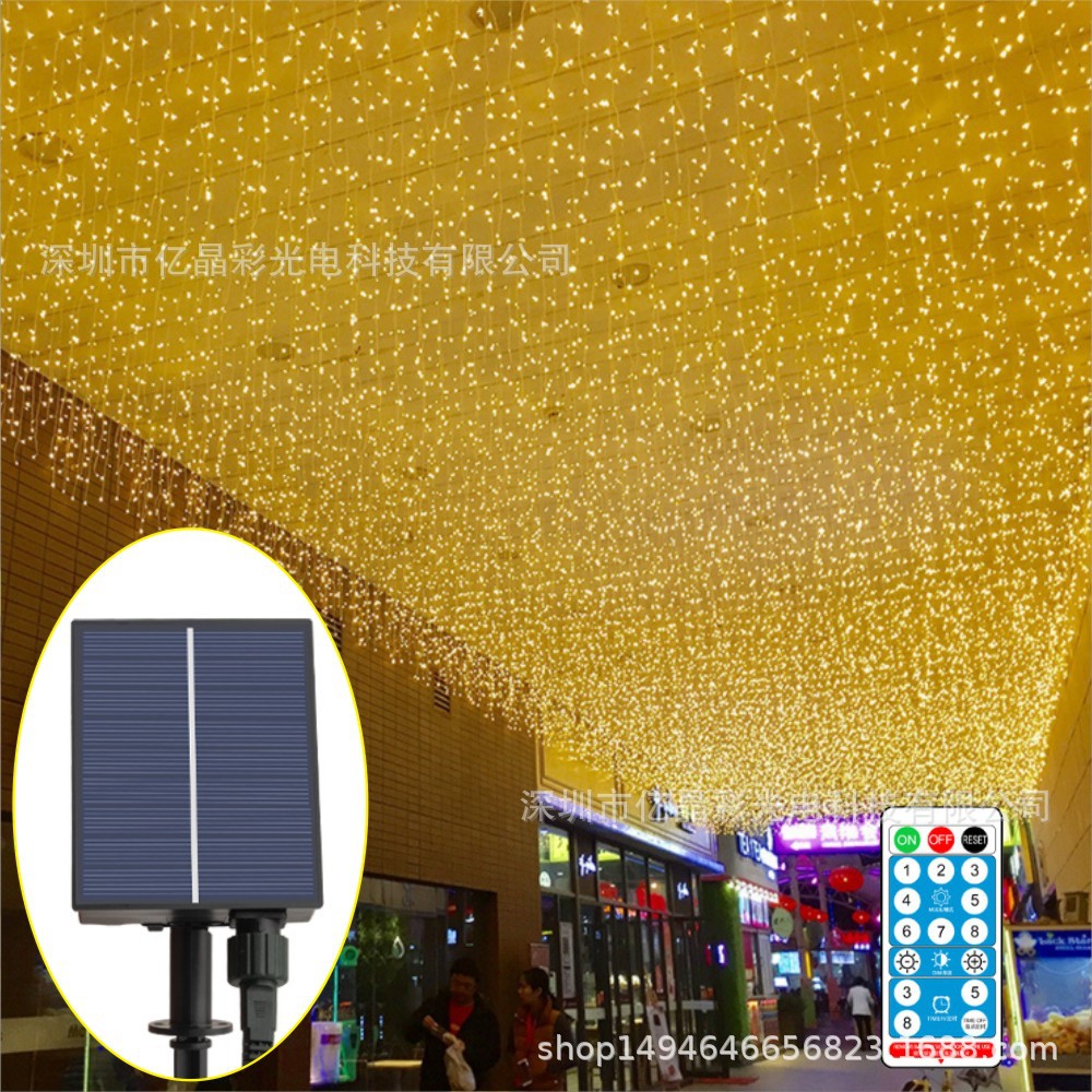 室外防雨太阳能冰条灯 LED窗帘灯 圣诞 元旦装饰彩灯 新年灯串