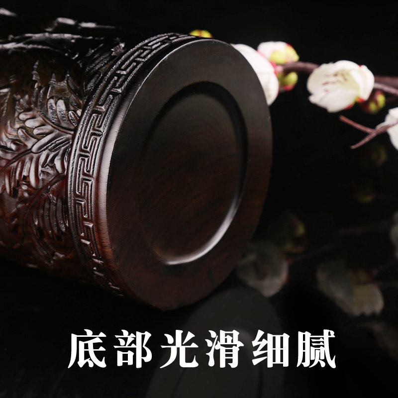 实木雕刻创意笔筒笔盒原木复古中国风红檀木黑檀木学生文具收纳摆