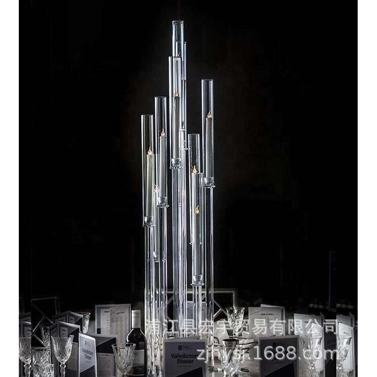 婚庆婚礼道具十头水晶蜡烛台防风烛台摆件样板房酒店软装装饰