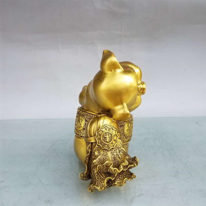 纯黄铜猪招财进宝猪摆件 西北角金钱猪福猪居家工艺品摆设