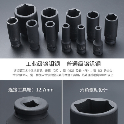 电动小风炮套筒头加长气动冲击扳手重型内六角21套同子工具套装