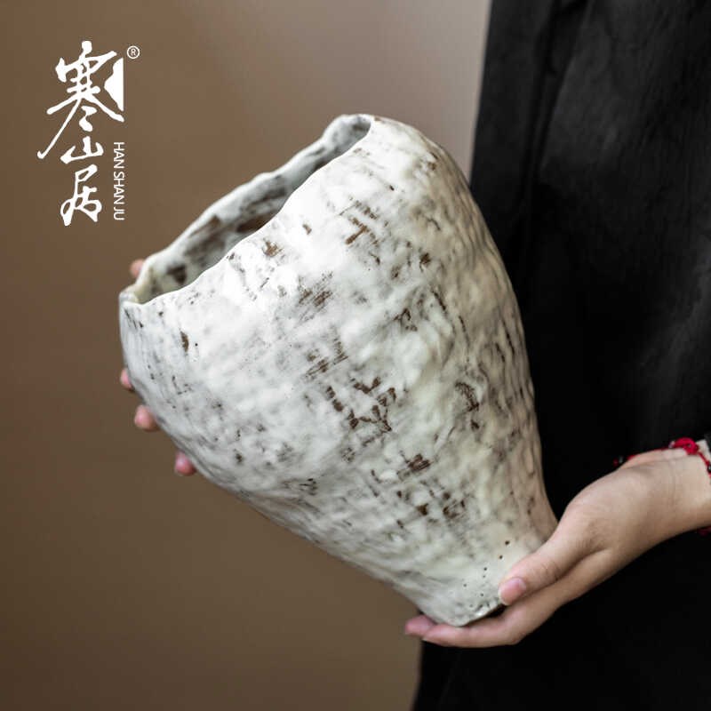 寒山居纯手工陶花瓶水养种植花器新中式装饰摆件诧寂风民宿大花盆