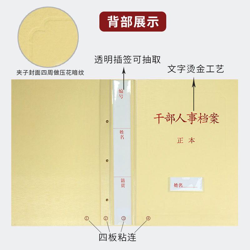 10个硬纸板干部人事广东版3.5cm4.5cm5.5cm塑料板簧夹纸质档案盒