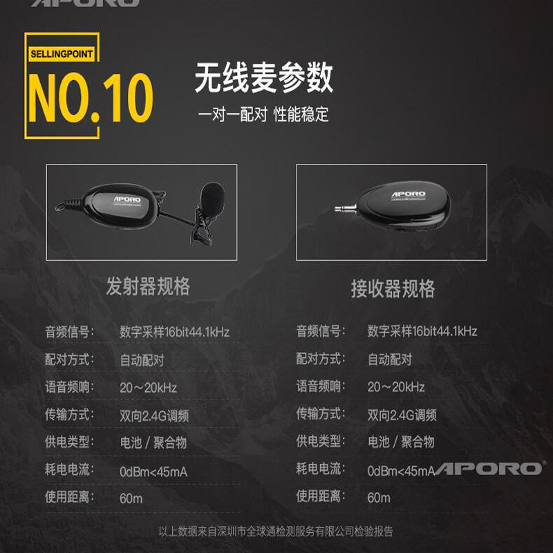 APORO 2.4G领夹式无线麦克风教学主持演出话筒便携式扩音器耳麦