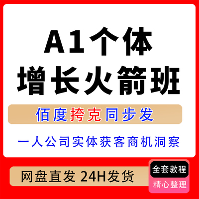 A1个体增长火箭班6月4天直播课一人公司实体获客商机洞察创业指南