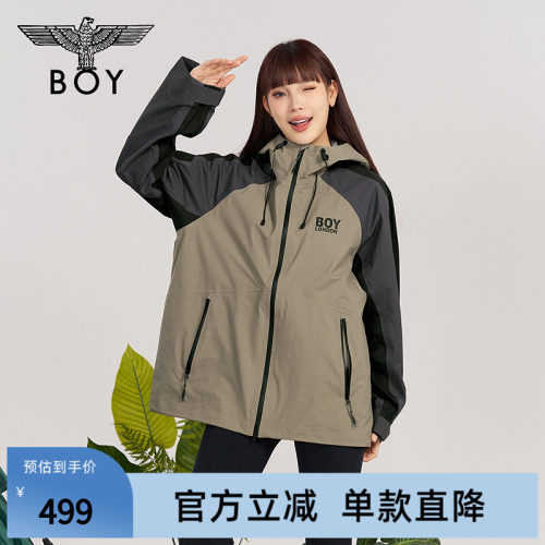 BOYLONDON春季男女同款老鹰logo撞色拼接户外风夹克外套N23007