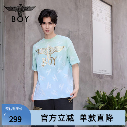 【薄荷曼波】BOYLONDON夏季经典鹰标满印针织短袖T恤N01002