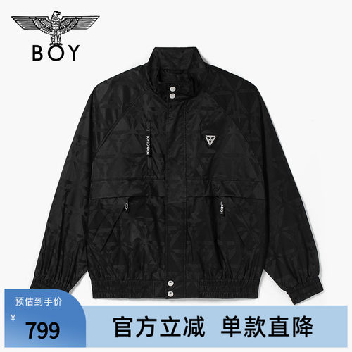 BOYLONDON时尚复古潮流春季情侣款朋克休闲提花夹克外套N23030