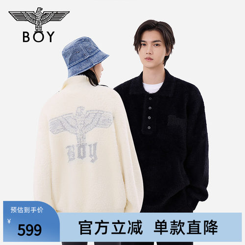 【奶油泡芙】BOYLONDON秋季情侣潮牌仿貂毛软糯绒绒毛衫N60009