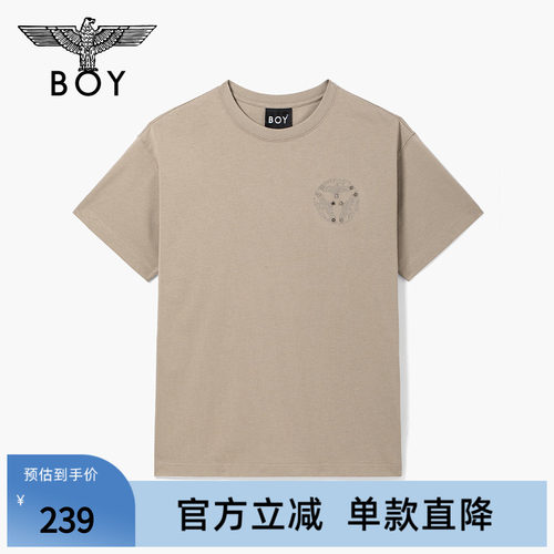 BOYLONDON百搭街头三鹰标男女纯棉T恤夏款短袖N01048