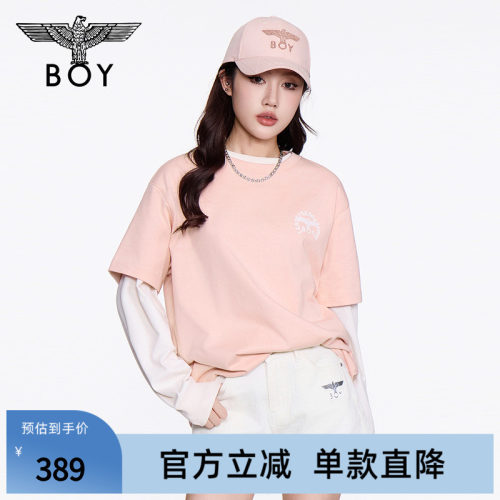 BOYLONDON时尚翅膀印花休闲潮牌纯棉短袖夏季男女同款T恤N01274