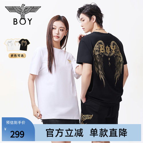 【暗夜金羽】BOYLONDON复古潮牌朋克短袖夏季男女同款T恤N01045
