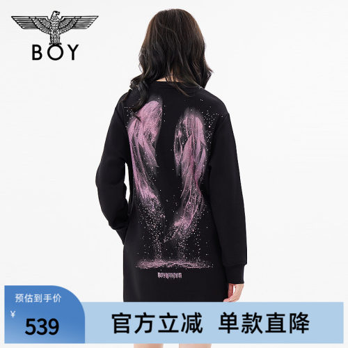 【星辰入海】BOYLONDON裙子白鲸老鹰百搭黑色连衣裙W17008