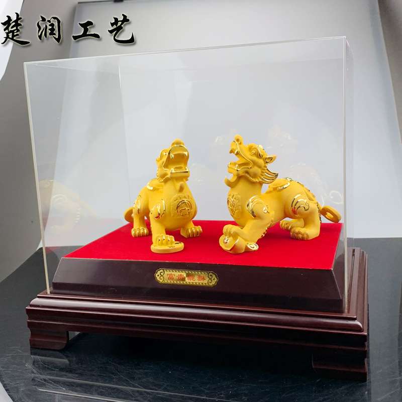 招财貔貅摆件绒沙金招财金貔貅摆件 特大沙金中式霸气办公桌摆件