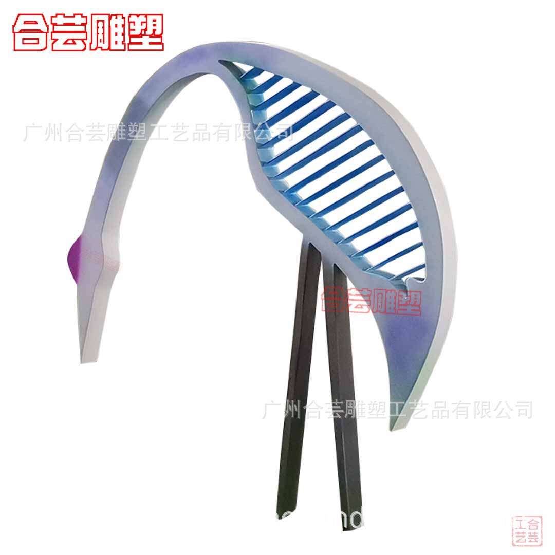 玻璃钢抽象仙鹤雕塑摆件花园林景观摆设水池庭院户外美陈动物雕塑