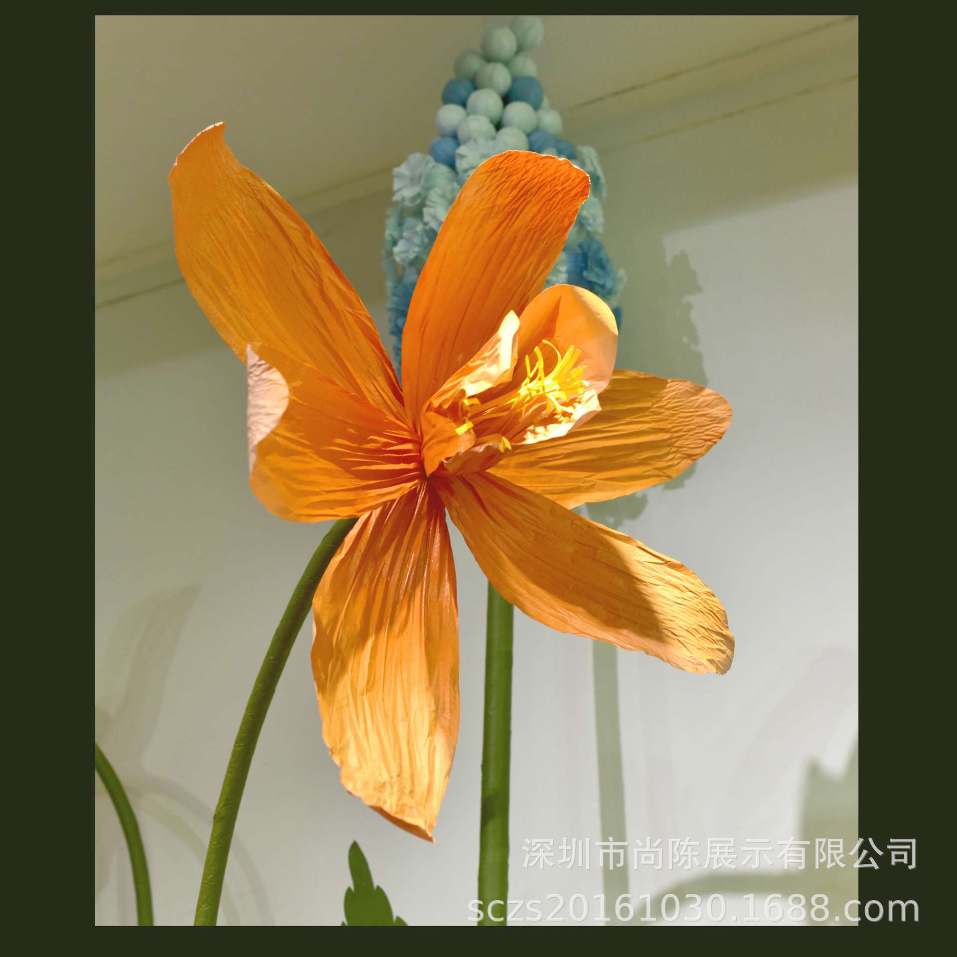 新款大型仿真风信子鸢尾花手揉纸花束 婚庆道具假花橱窗展示装饰