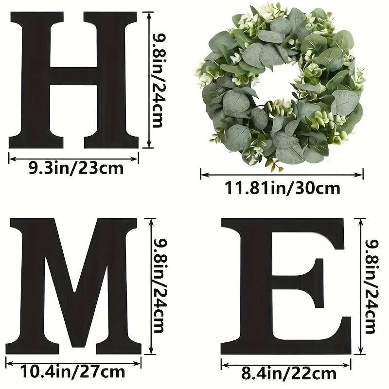 3款Home木制墙壁挂饰春季字母花环 圣帕特里克节装饰夏季欢迎门挂