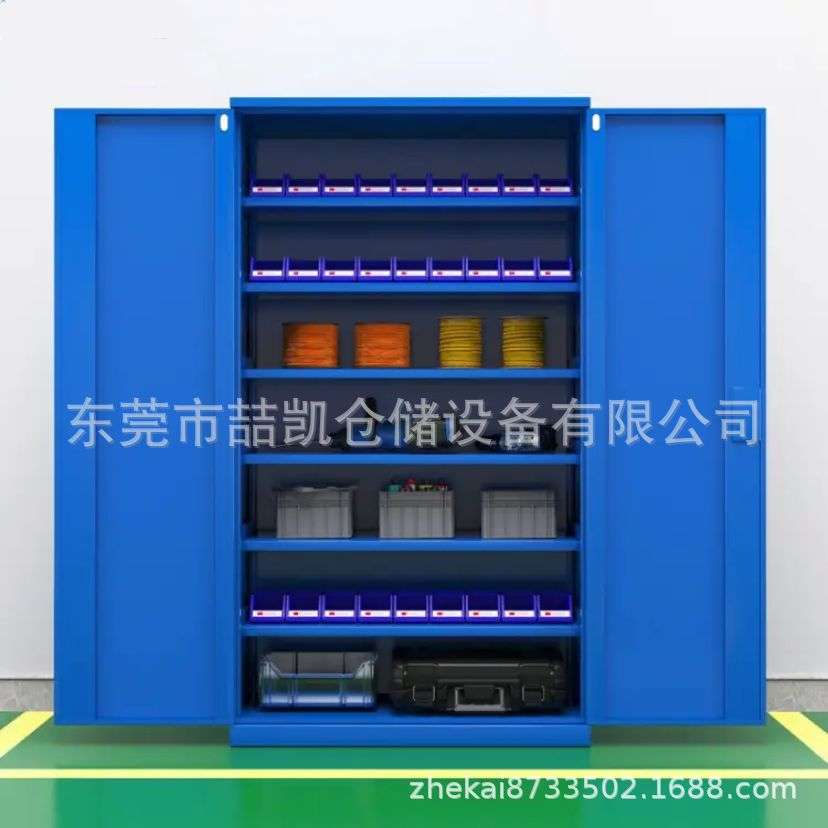 东莞喆凯重型工具柜五金零件柜带挂板储物柜蓝色四层一抽门通柜