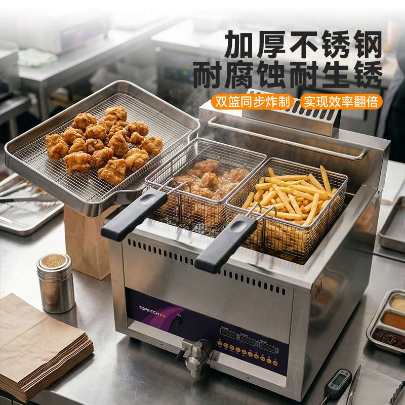 拓奇电炸炉商用大容量油炸锅炸串炸薯条油条加厚单缸双炸油炸神器
