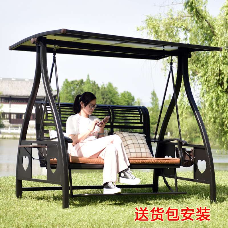 户外热销款豪华铸铝合金荡秋千摇椅庭院花园露天阳台吊篮藤椅吊床