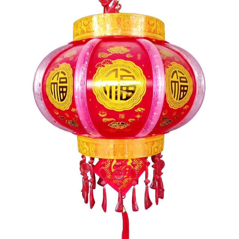2024新款新年挂饰七彩走马电动旋转水晶LED大门阳台装饰灯笼
