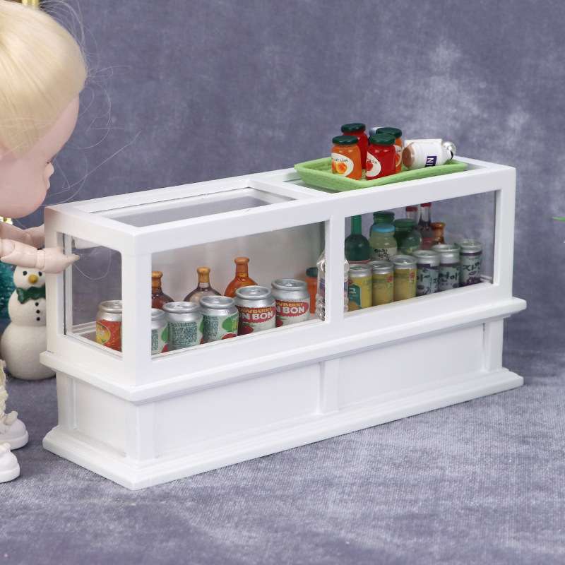 1:12娃娃屋dollhouse迷你家具商场商店微场景摆件白色柜子展示柜