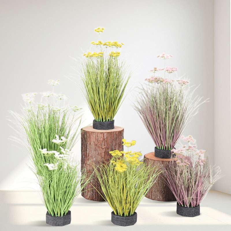 仿真芦苇狗尾巴草蕾丝花假草丛室内客厅落地装饰摆件仿生植物造景
