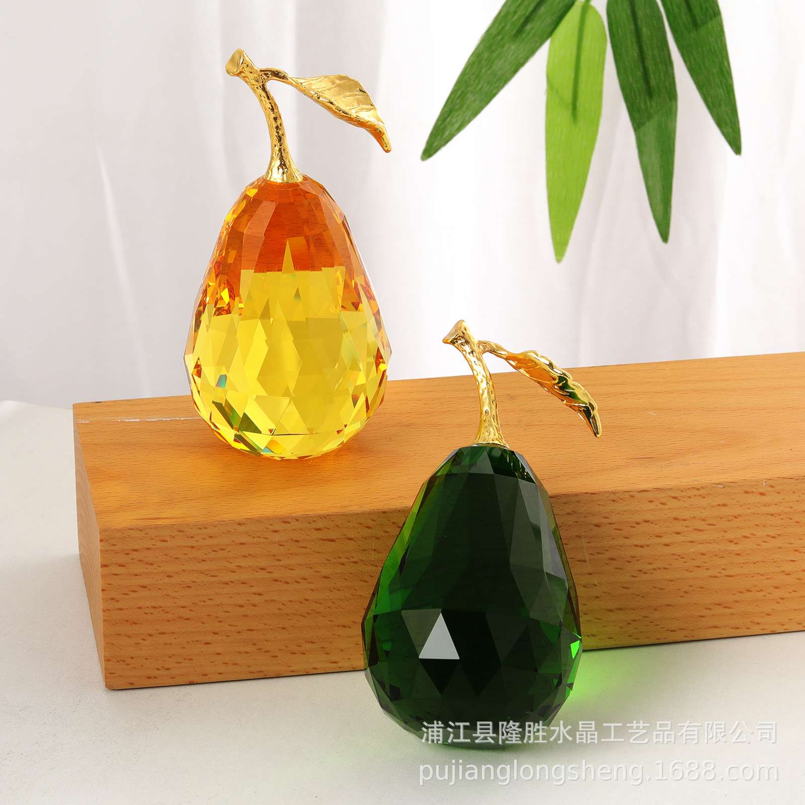 水晶工艺品简约轻奢欧式水果梨仿真大号彩梨植物拼盘桌面客厅摆件