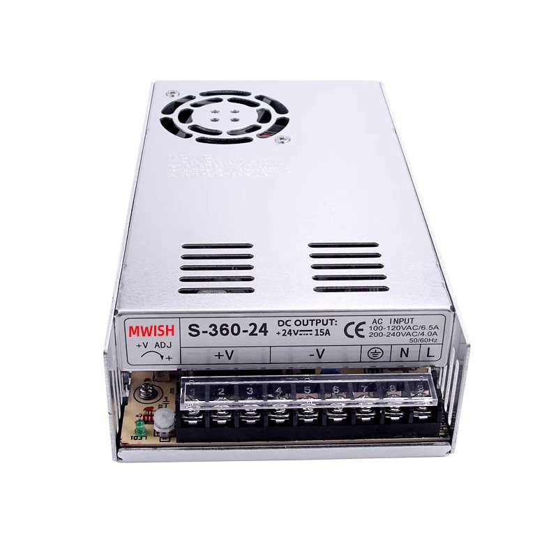 明伟S-360W-24V15A开关电源220v/110v转12V30A集中供电监控5伏48v