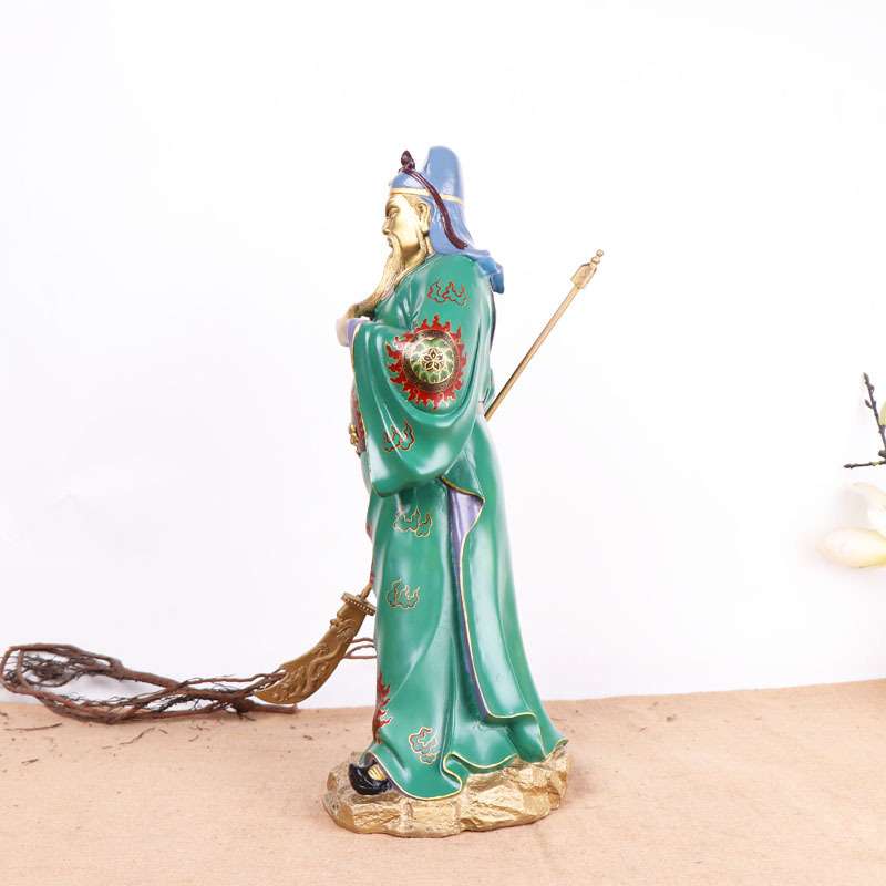 杨铜记 厂家 铜关公烧色关公立 彩绘关公工艺品家居办公摆件