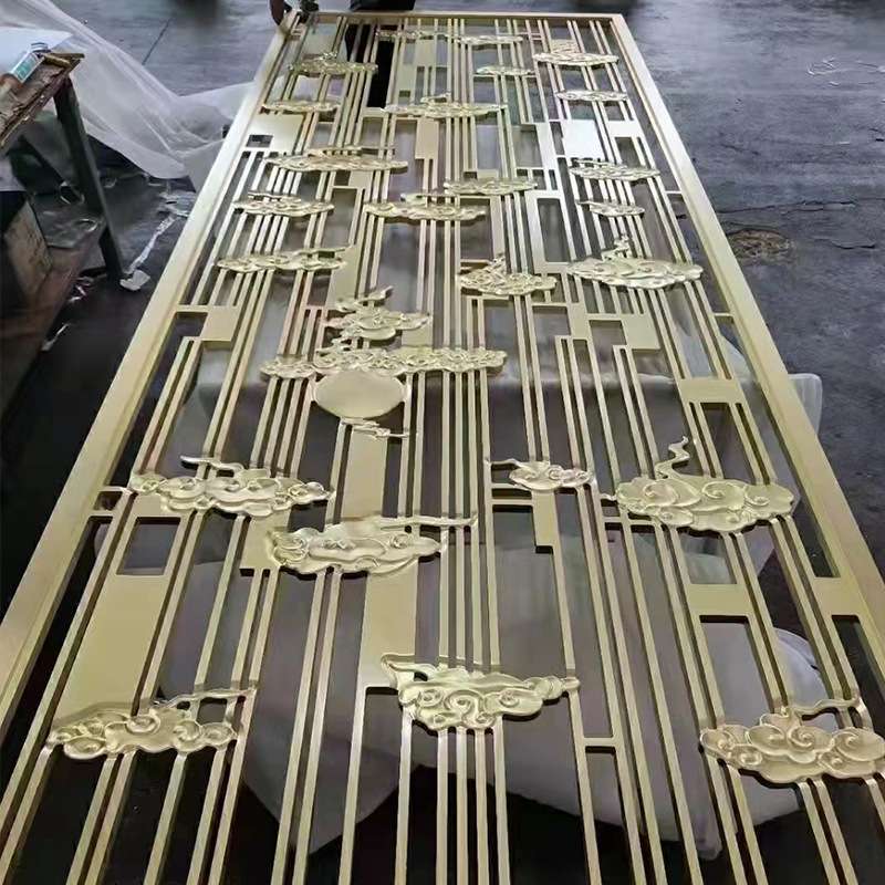 不锈钢屏风酒店办公客厅房间玄关简约玻璃室内铁艺隔断轻奢家居