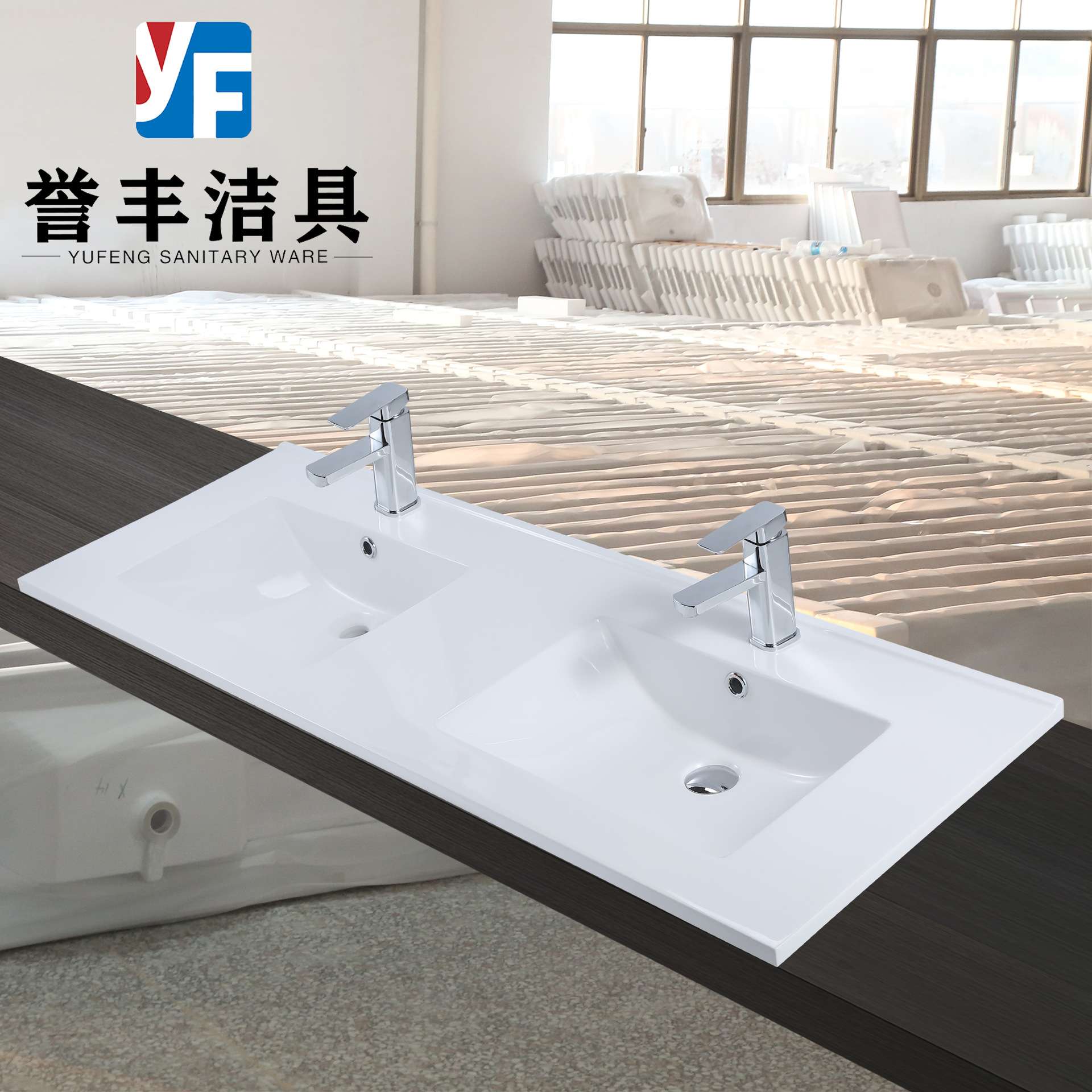 源头工厂人造石一体盆微晶石双盆浴室柜洗漱台盆可丽耐亚克力水池