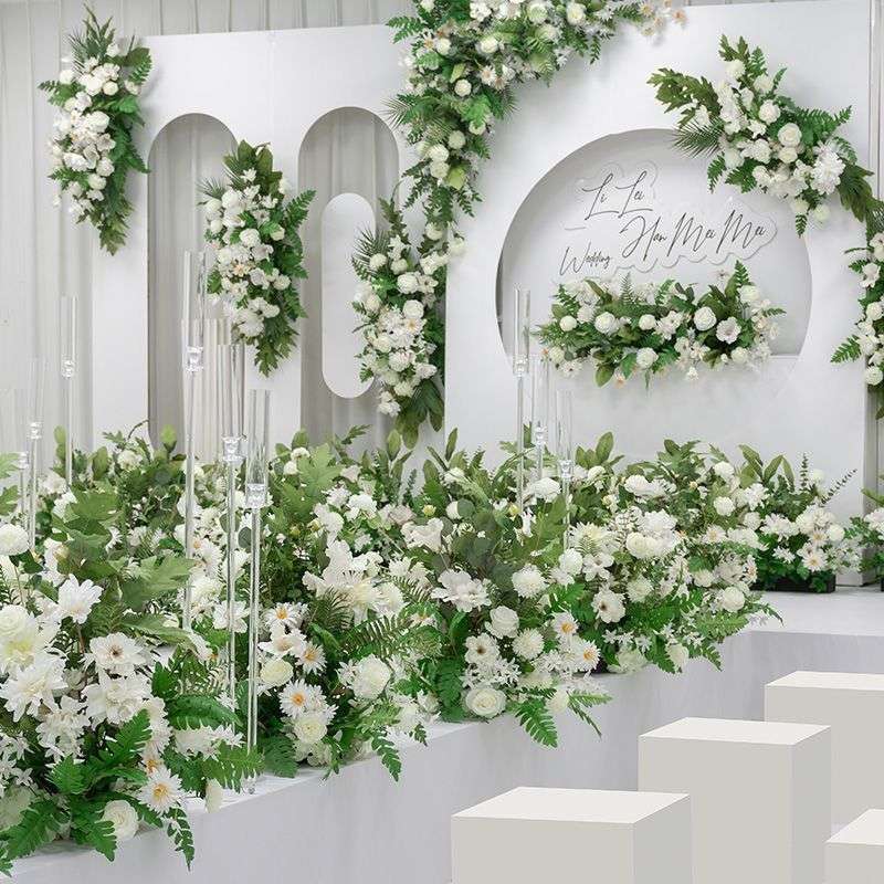 韩式森系婚礼花婚庆背景装饰路引花排花挂花户外坪道具花艺 厂